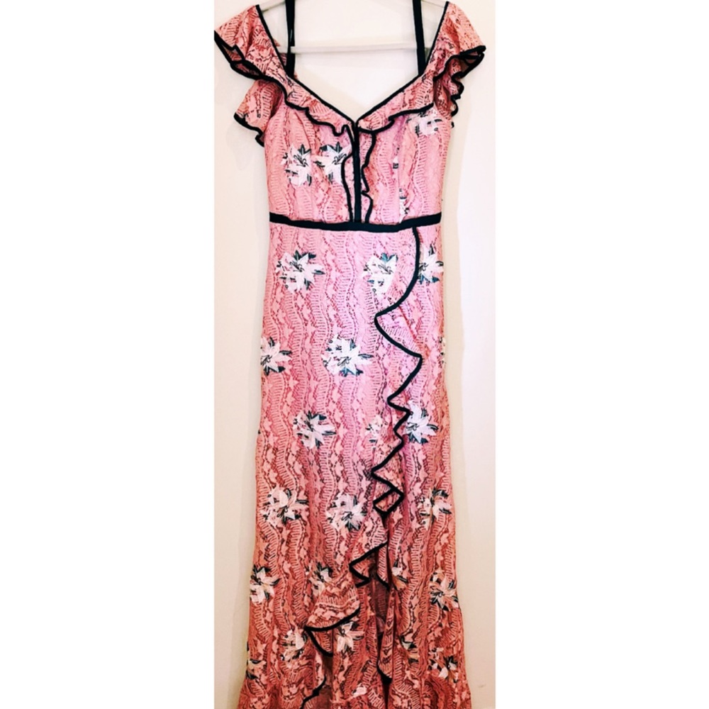 Floral & Crochet floor length gown.